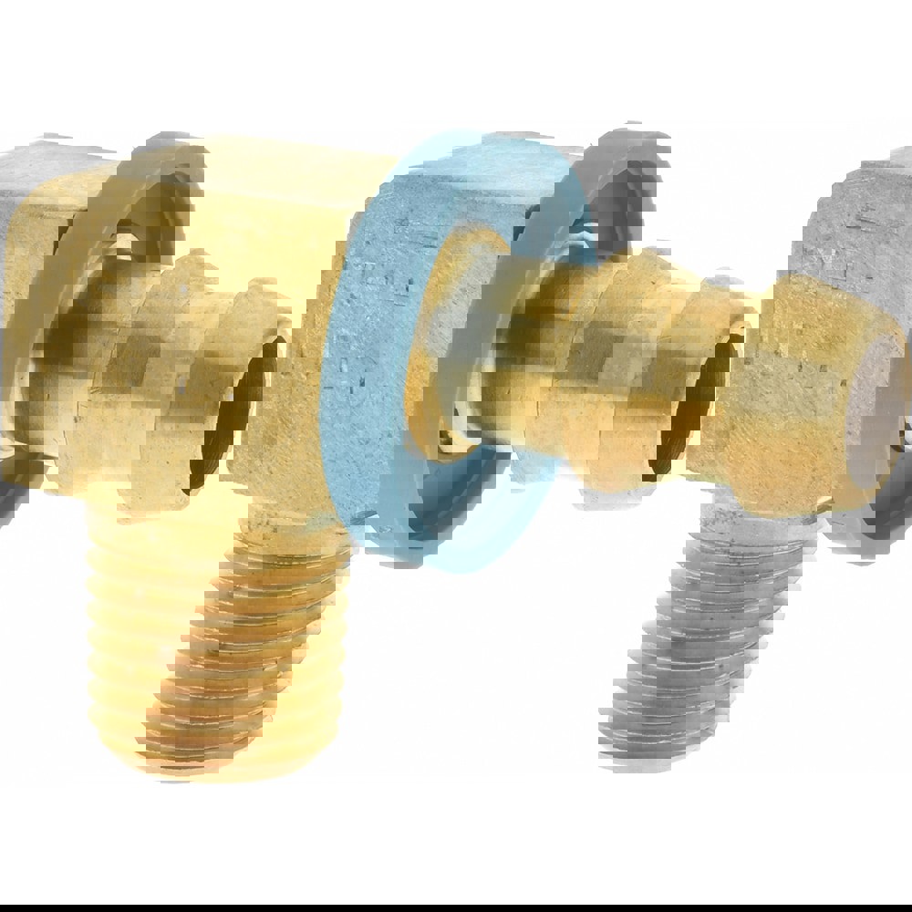 Barbed Push-On Hose Male Elbow: 1/4-18 NPT, Brass, 3/8